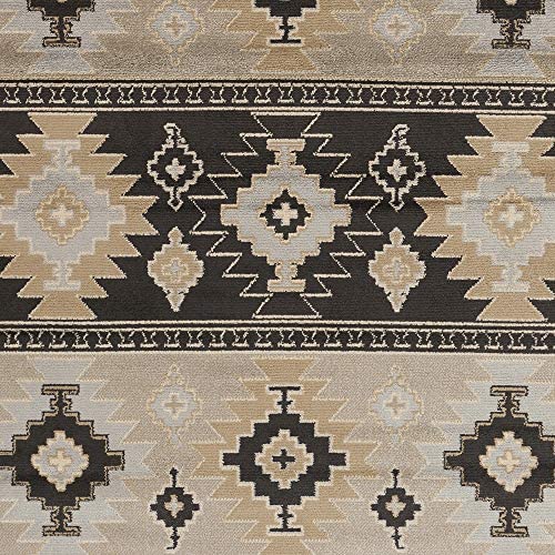 Hepburn Beige, Black and Gray Bohemian/Global Area Rug 7&#39;10&quot; x 11&#39;2&quot; - The Finished Room
