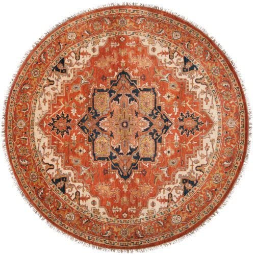 Surya ZEU-7805 Zeus Classic Area Rug, 8-Feet Round, Brick Red - The Finished Room