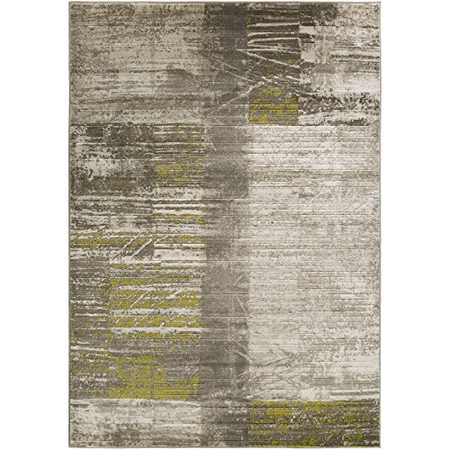 Albertha Gray, Olive Green and White Modern Area Rug 2&#39;2&quot; x 3&#39; - The Finished Room