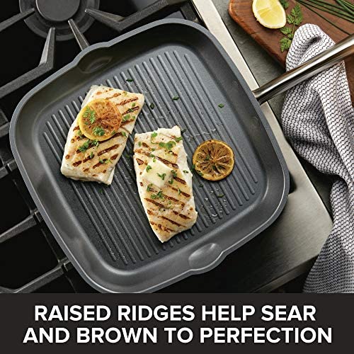 Anolon Accolade Hard Anodized Nonstick Square Griddle Pan / Grill with Spouts, 11 Inch, Dark Gray 11 Inch Moonstone - The Finished Room