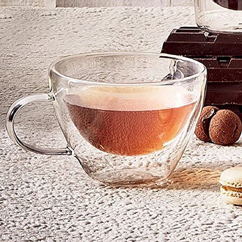 Luigi Bormioli Thermic 13 oz Cappuccino Double-Wall Glasses, Set of 2, Clear - The Finished Room