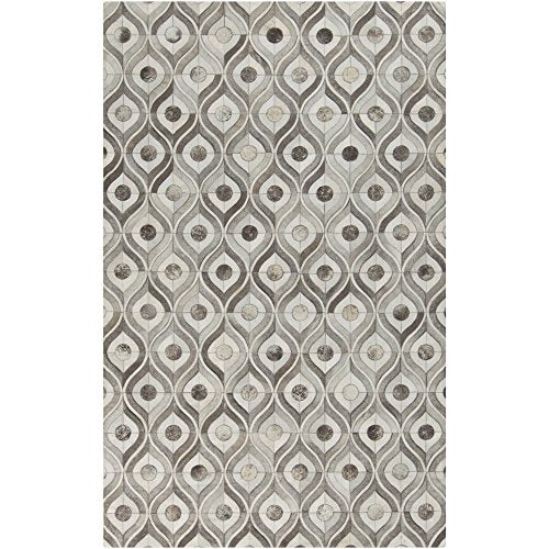 Surya Appalachian APP-1003 Southwestern Hand Crafted 100% Leather Winter White 5&#39; x 8&#39; Animal Hide Area Rug - The Finished Room
