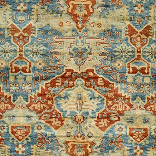 Surya Hand Knotted Casual Accent Rug, 2-Feet by 3-Feet, Teal/Rust/Gold/Olive/Lime - The Finished Room