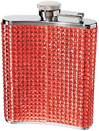 Oggi 9248.1 Glitter and Glitz Stainless Steel Hip Flask, White - The Finished Room