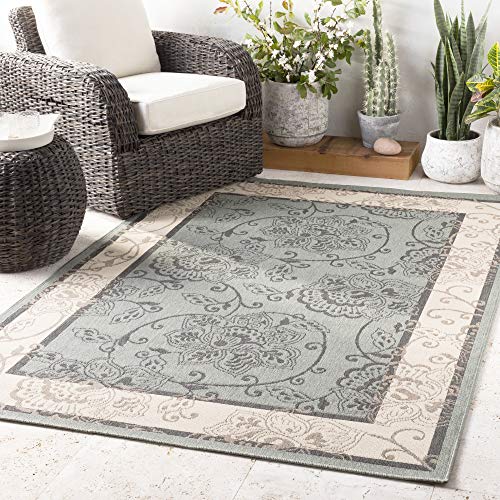 Rhoda Taupe and Brown Indoor / Outdoor Area Rug 8&#39;9&quot; Square - The Finished Room