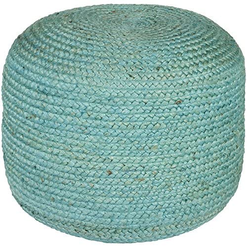 Artistic Weavers 100-Percent Jute Pouf, 20-Inch by 20-Inch by 14-Inch, Teal - The Finished Room