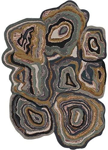 Surya Gypsy Contemporary Hand Tufted 100% Wool Khaki Green 3&#39;3&quot; x 5&#39;3&quot; Abstract Area Rug - The Finished Room