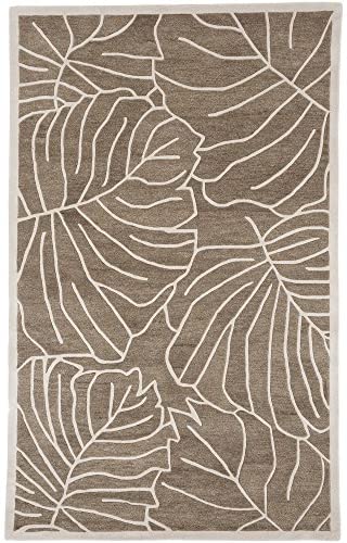 Surya Studio Contemporary Hand Tufted 100% New Zealand Wool Safari Tan 3&#39;3&quot; x 5&#39;3&quot; Graphic Novelty Area Rug - The Finished Room
