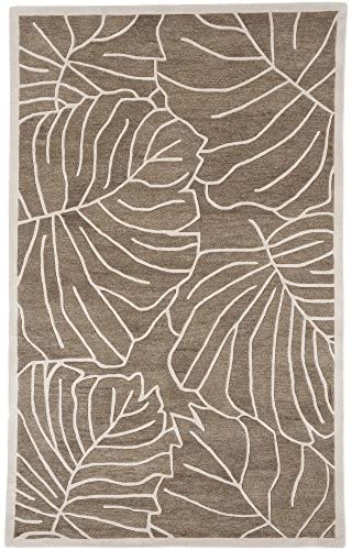 Surya Studio Contemporary Hand Tufted 100% New Zealand Wool Safari Tan 3'3" x 5'3" Graphic Novelty Area Rug - The Finished Room