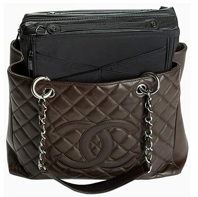 Lckaey Purse Organizer Insert for Chanel 19 Small bag Organizer with Side  Zipper Pocket grey 1016 24 * 7 * 12cm