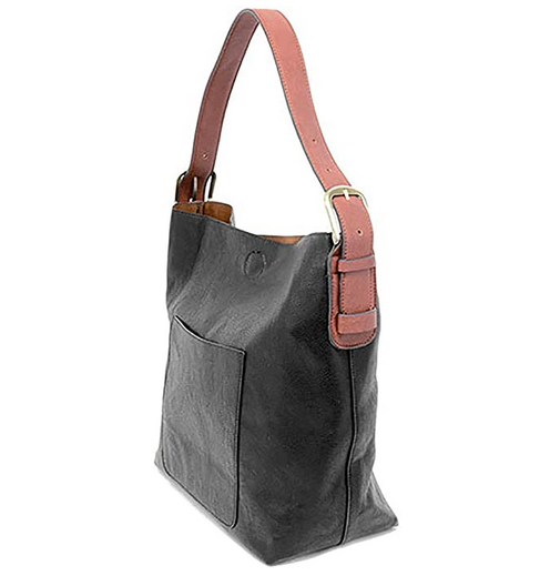 Joy Susan Women&#39;s Classic Hobo 2-in-1 Handbag - Black with Cedar Handle - The Finished Room