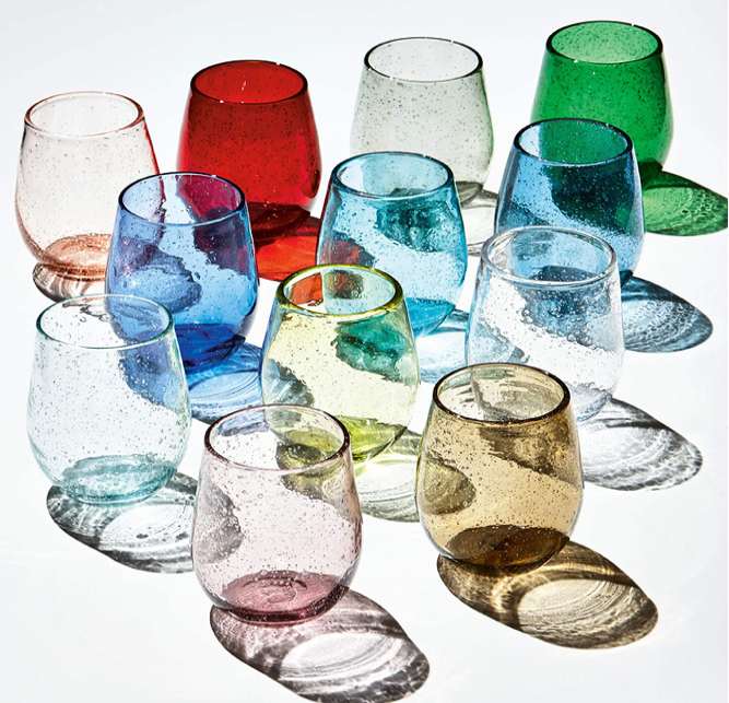 TAG Bubble Glass STEMLESS Wine Clear Set of 4 Clear