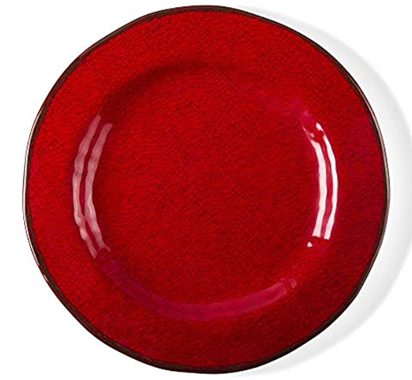 tag - Veranda Melamine Dinner Plate, Durable, BPA-Free and Great for Outdoor or Casual Meals, Red (Set Of 4)