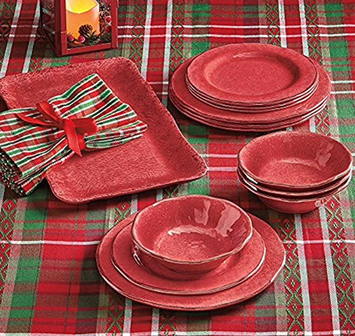 tag - Veranda Melamine Dinner Plate, Durable, BPA-Free and Great for Outdoor or Casual Meals, Red (Set Of 4)